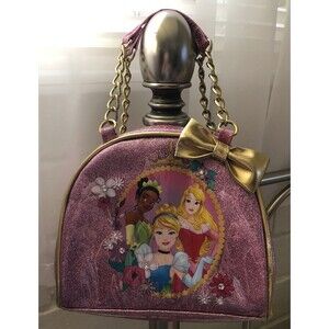 Disney Girl’s Purse Pocketbook Bag - Princesses - Glitter Vinyl Gold Trim Bling